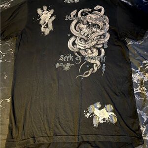 Men's Black Affliction Snake and Skull Shirt